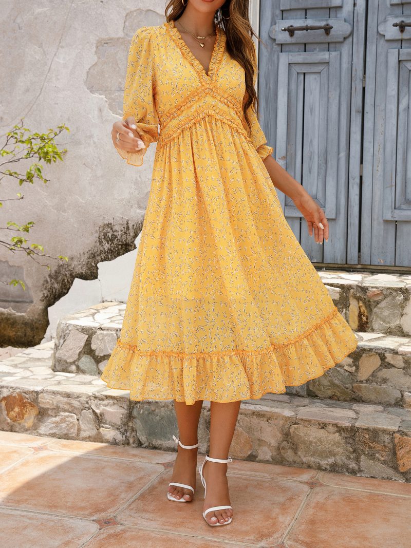 Spring-Summer Popular V-neck Simple Printed Dress from Our Store - Image 3