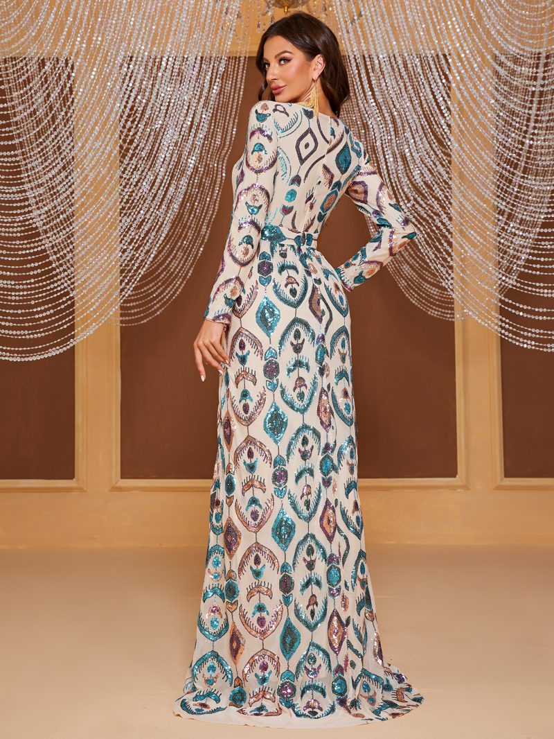 Women's Sequined Long Sleeve Evening Dress: Elegant Style - Image 2