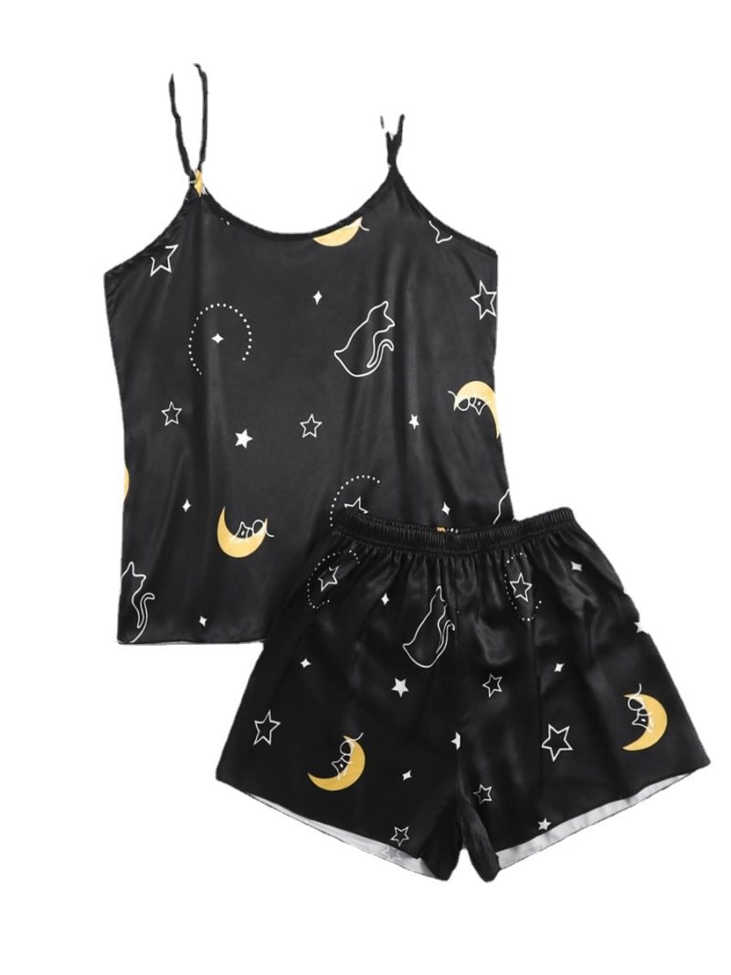 Artificial Silk Two-Piece Camisole Pajamas: Women's Home Wear - Image 4