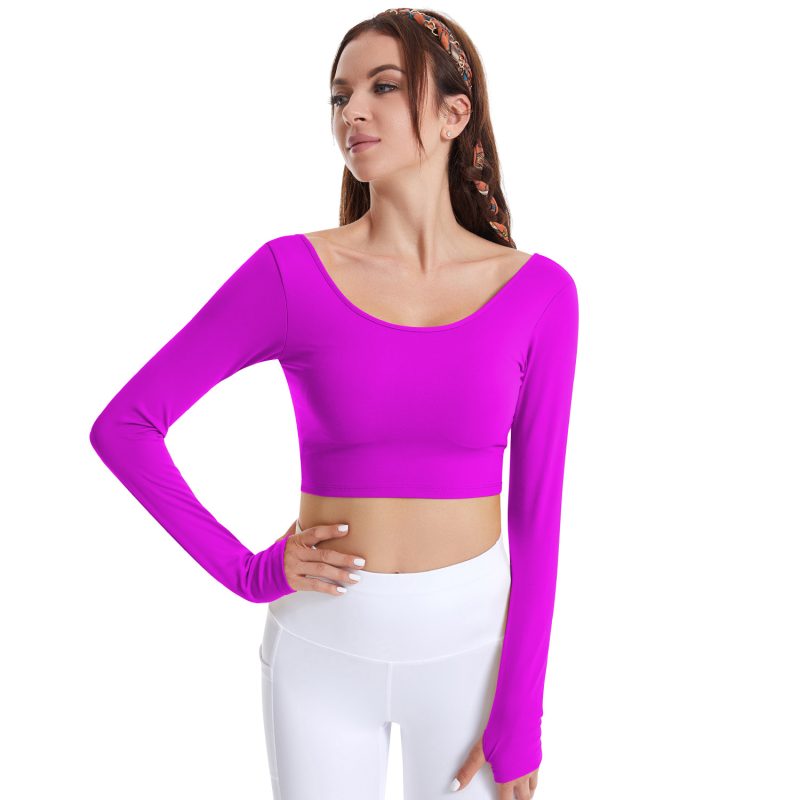 Double-Sided Brushed Tights for Women's Yoga Clothes: Nude Feel Beauty Back Fitness Sports Top - Image 3