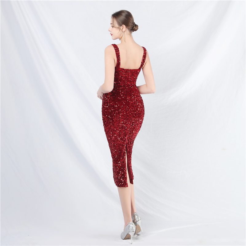 Sequined Velvet Bottom Dress: Women's Daily Glam - Image 3