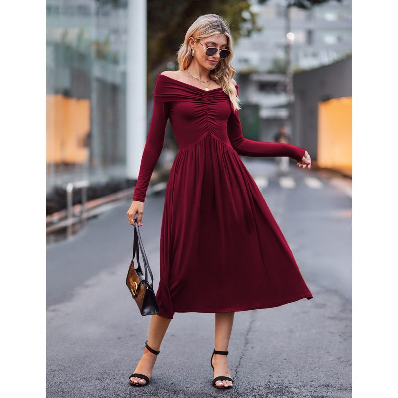 Elegant V-Neck Off-Shoulder Dress: Effortlessly Chic for Every Event! - Image 3