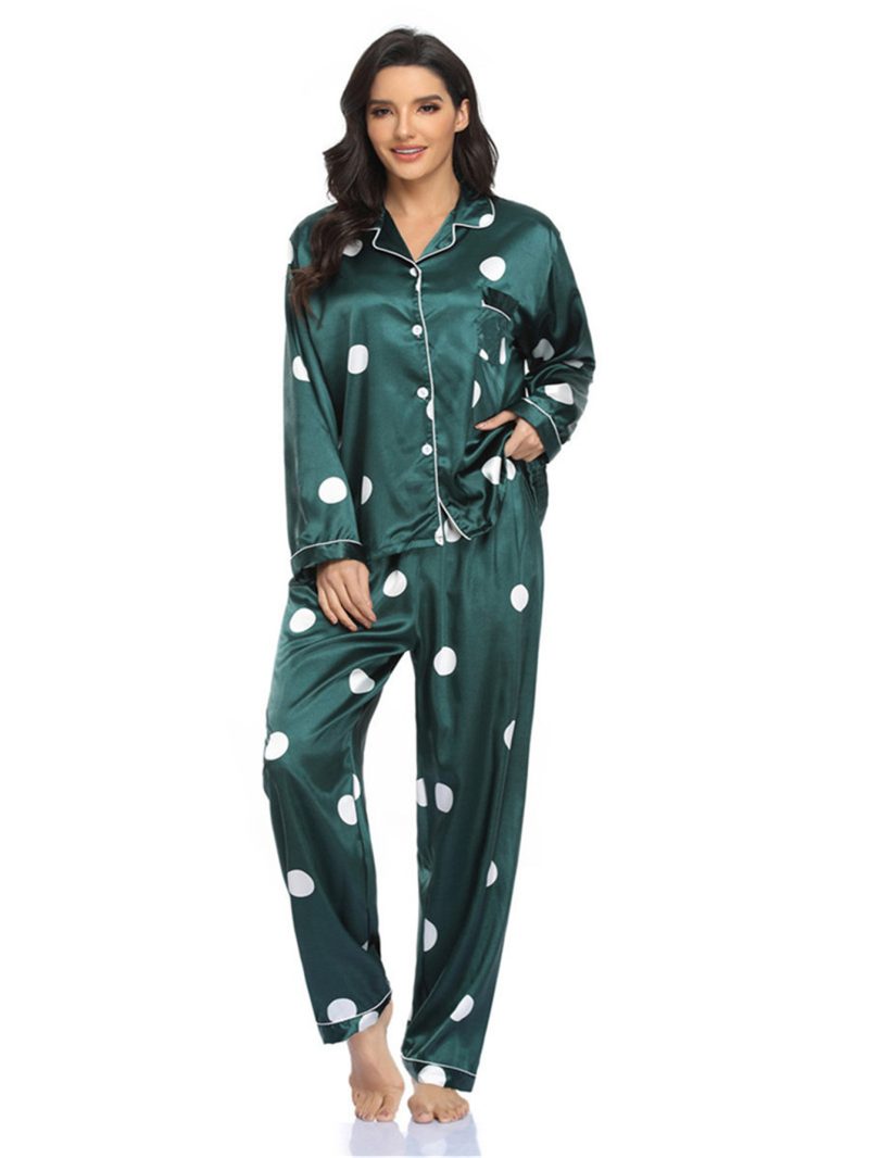 Satin Cardigan Long Sleeve Home Wear Pajamas Suit: Women's Autumn - Image 8