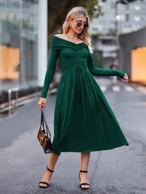 Elegant V-Neck Off-Shoulder Dress: Effortlessly Chic for Every Event!