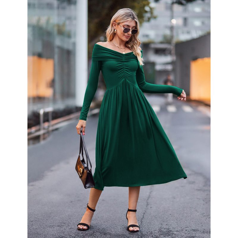 Elegant V-Neck Off-Shoulder Dress: Effortlessly Chic for Every Event!