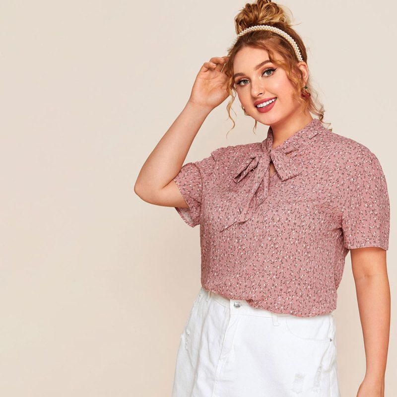 Effortless Style: Plus Size Printed Tie-Design Rayon Top for Women - Image 3