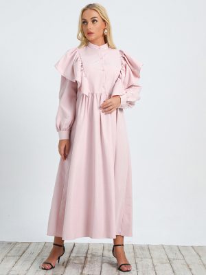 Elegant Graceful Loose Puff Sleeves Round Neck Dress: Plus Size Women’s Clothing