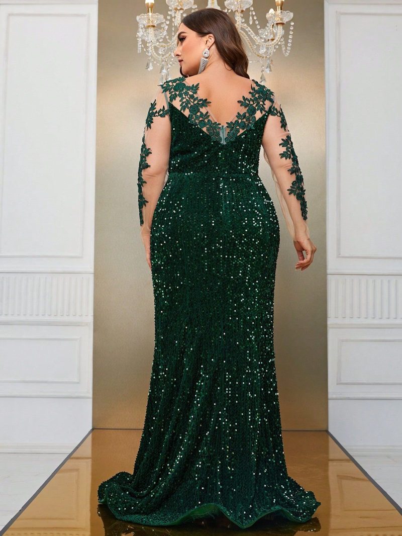 Three-Dimensional Floral Evening Dress: Plus Size Cocktail - Image 3