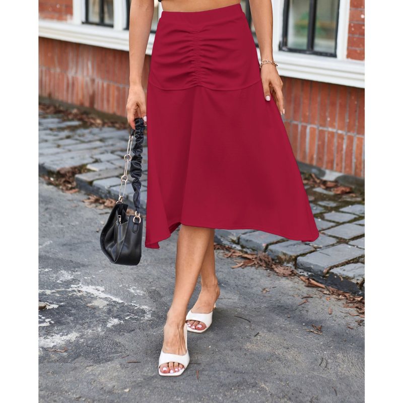 Solid Color Pleated Skirt: Women's Clothing - Image 3