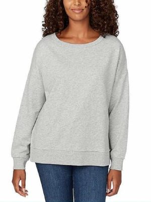 Round Neck Long Sleeve Solid Color Side Slit Sweatshirt Top: Women’s Autumn/Winter Casual Wear