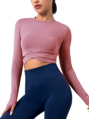 Stay Cool and Comfortable in Solid Color Ice Silk Touch Workout Long Sleeve T-Shirt