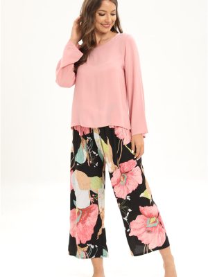 Casual Long-Sleeved Trousers Rayon Pajama Suit: Women’s Home Wear