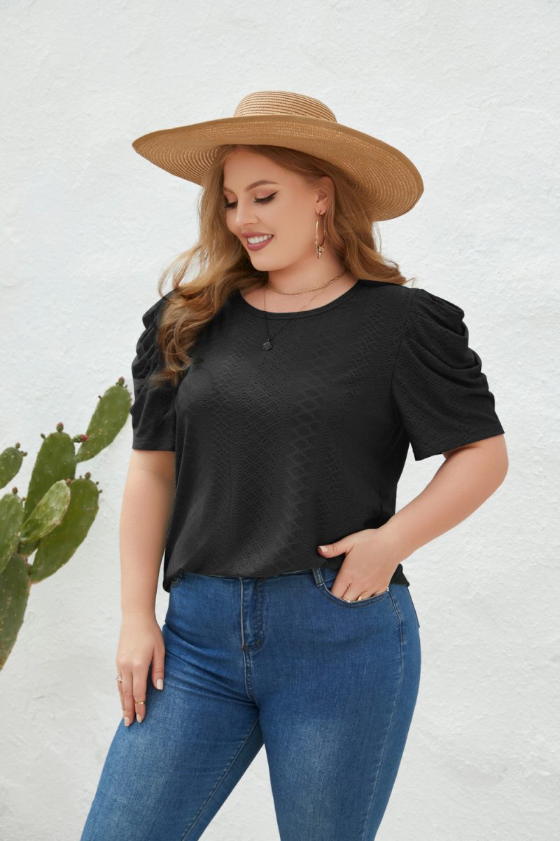Plus Size Loose-Fitting Casual T-shirt for Women: Round Neck Short Sleeve Office Top, Perfect for Spring/Summer - Image 4