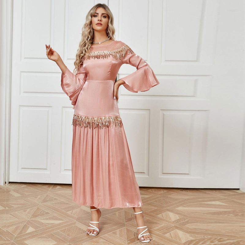 Autumn Elegant Tassel Waist Dress - Image 4