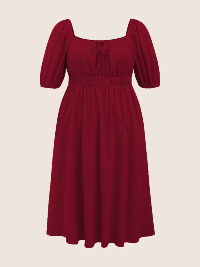 Summer Red Dress: Plus Size, French Retro Style - Image 3