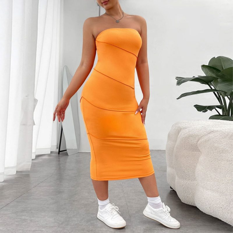 Internet Popular Plus Size Slimming Sheath Dress: Slim Fitting, Sexy Strapless Style - Image 3