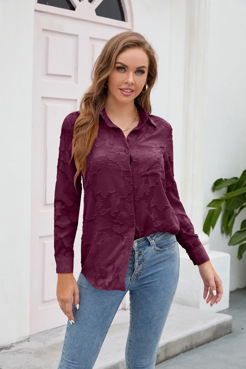 Romantic Lace Women's Long Sleeve Shirt: Solid Color, Elegant Fabric - Image 5