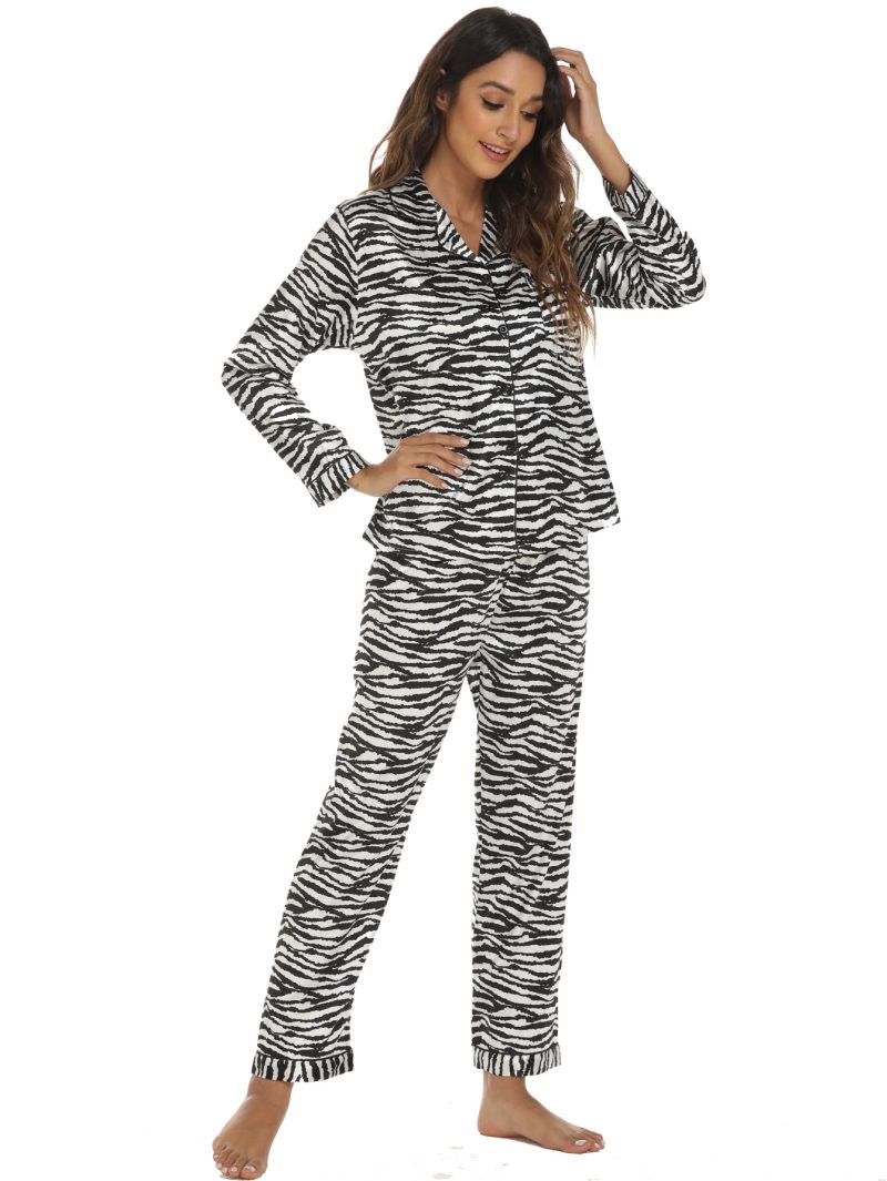 Satin Cardigan Long Sleeve Home Wear Pajamas Suit: Women's Autumn - Image 5