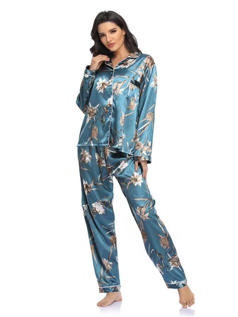 Satin Cardigan Long Sleeve Home Wear Pajamas Suit: Women's Autumn - Image 7