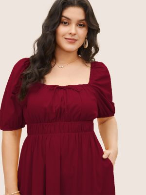 Summer Red Dress: Plus Size, French Retro Style