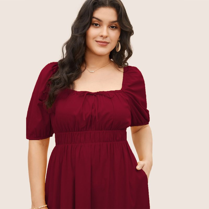 Summer Red Dress: Plus Size, French Retro Style
