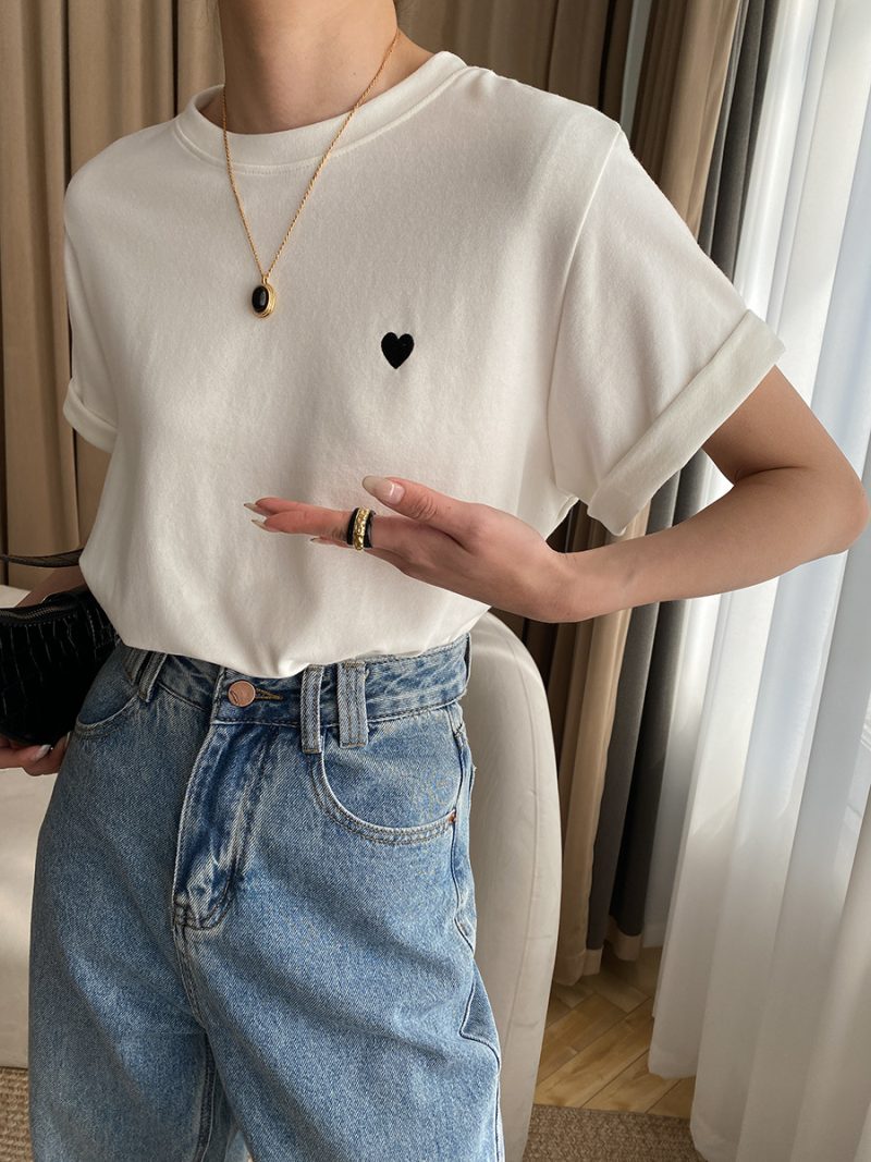 Love Embroidered Slimming T-Shirt - Image 2