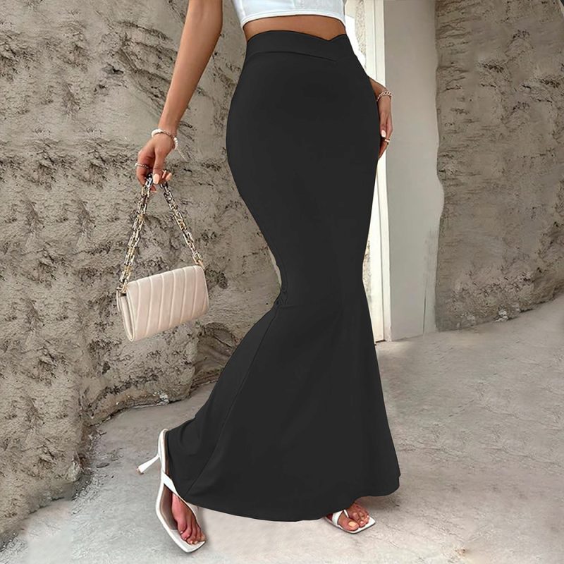 Black High Waist Fishtail Skirt - Image 4