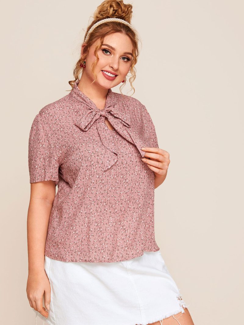 Effortless Style: Plus Size Printed Tie-Design Rayon Top for Women - Image 2