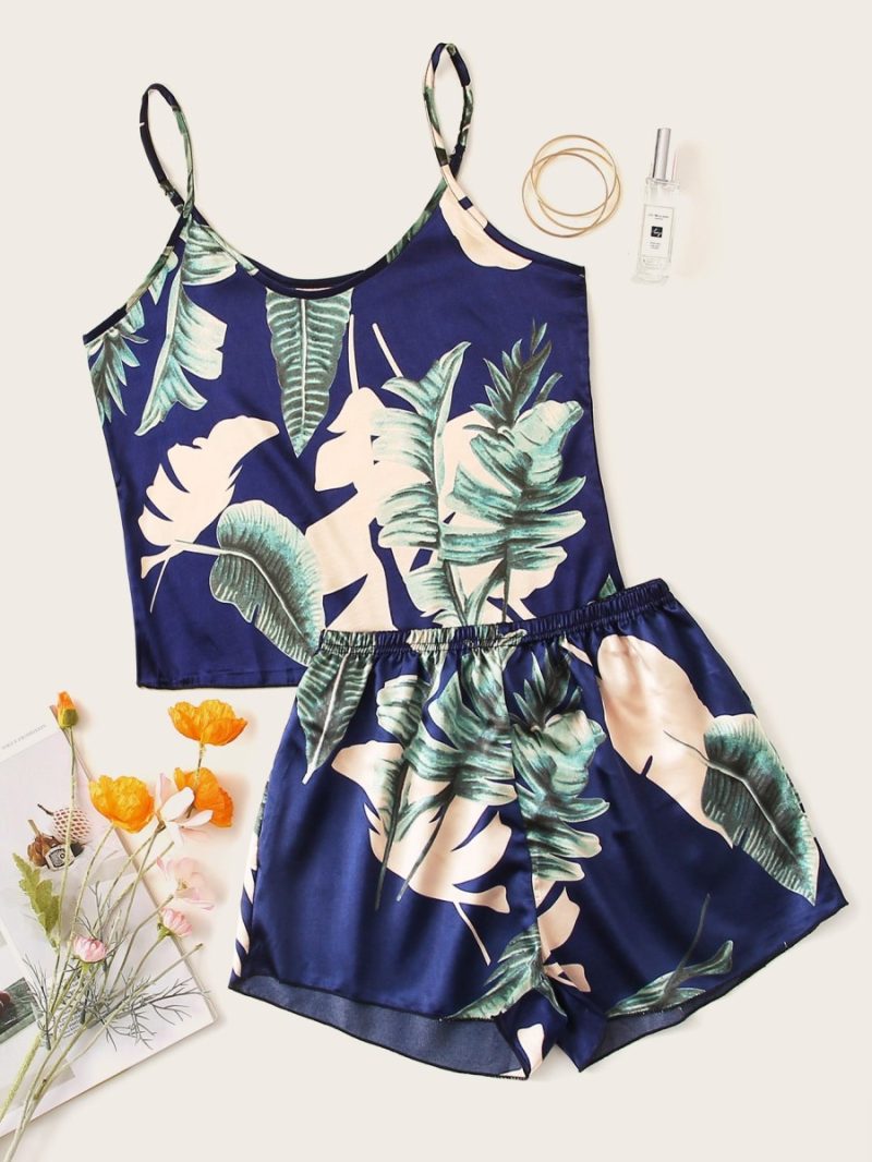 Artificial Silk Two-Piece Camisole Pajamas: Women's Home Wear - Image 2