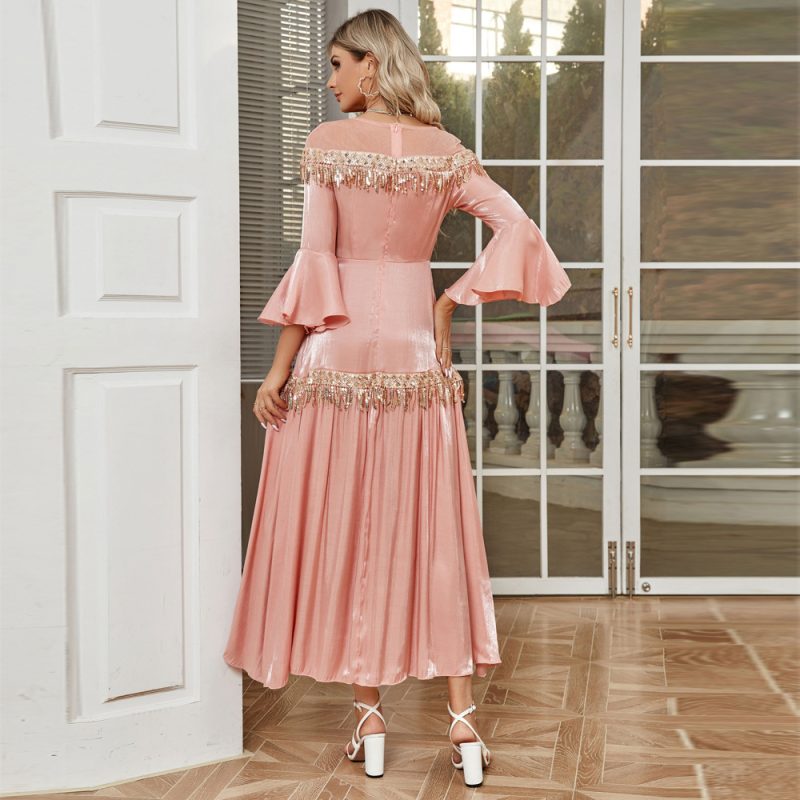 Autumn Elegant Tassel Waist Dress - Image 2