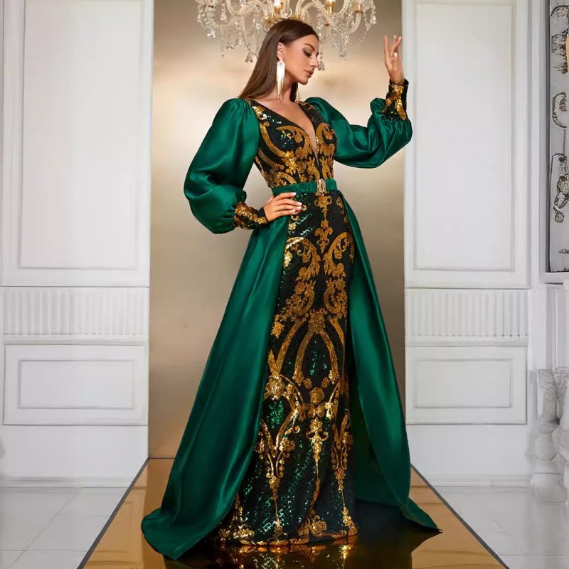 Sequined Long Sleeve Maxi Dress: Heavy Industry Style - Image 5