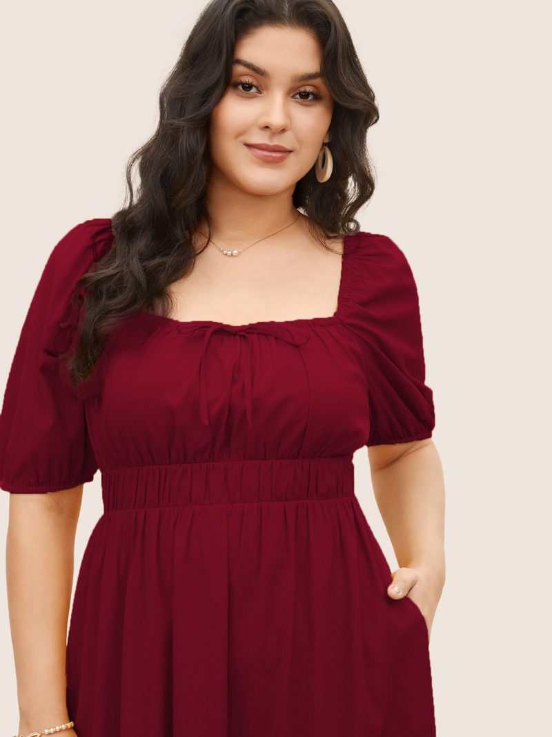 Summer Red Dress: Plus Size, French Retro Style - Image 4