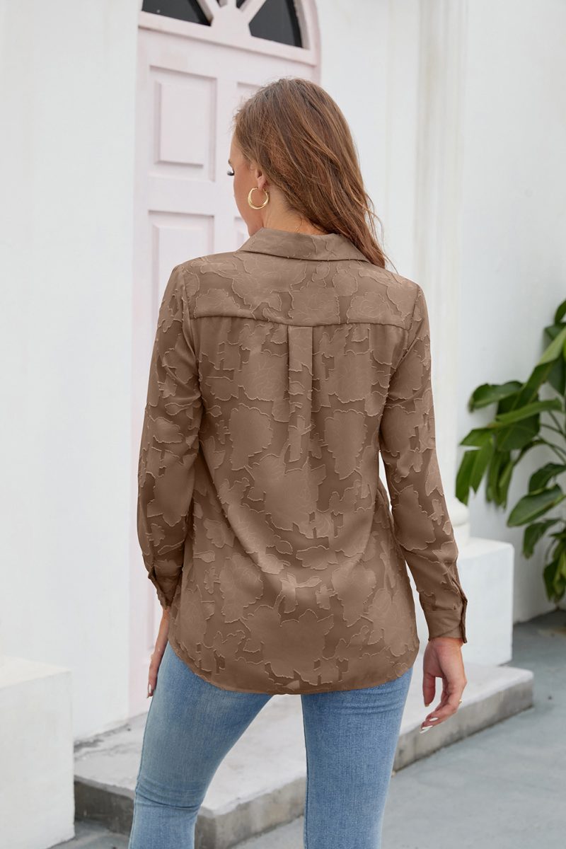Romantic Lace Women's Long Sleeve Shirt: Solid Color, Elegant Fabric - Image 7