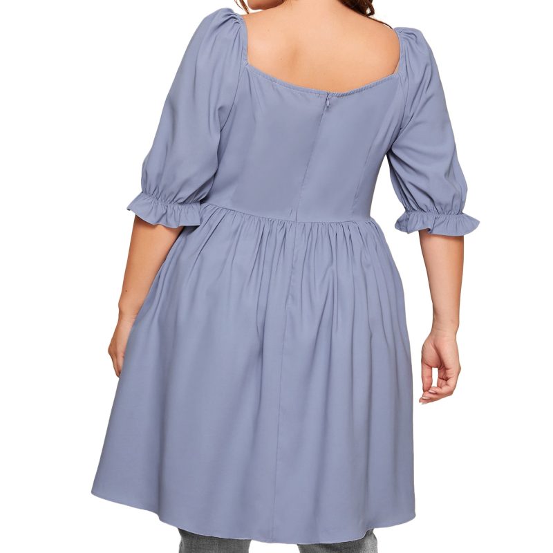 Pleated Bell Sleeve Dress: Fashionable Plus Size Option for Women - Image 4