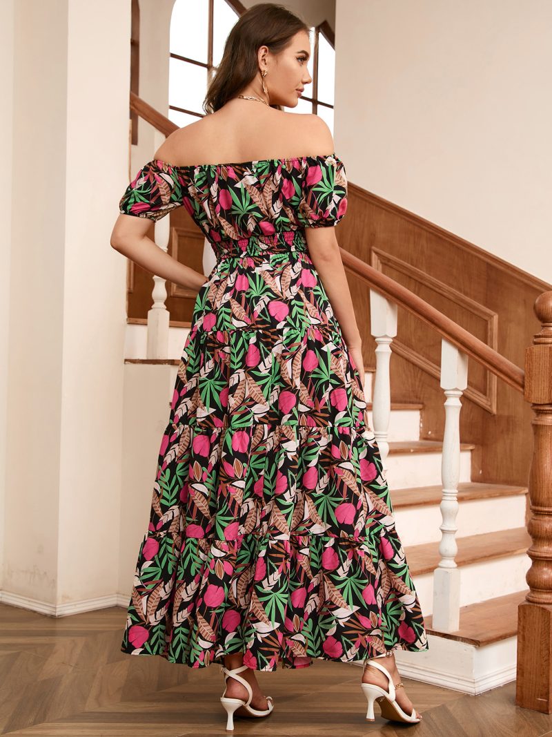 Embrace Boho Chic with an Off-Shoulder Printed Top and Long Skirt Set - Image 2