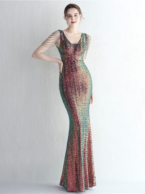 Sequin Aura Queen Fishtail Dress: Women’s Elegant