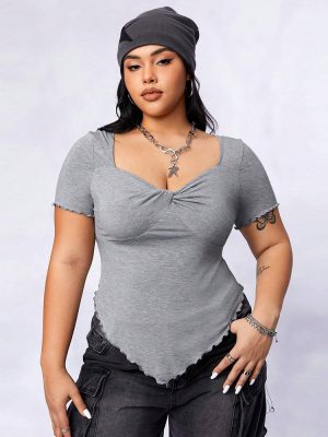 Plus Size Square Collar Slim Tee