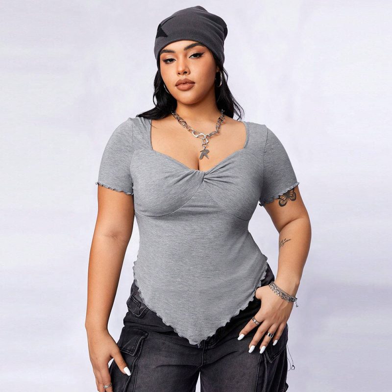 Plus Size Square Collar Slim Tee