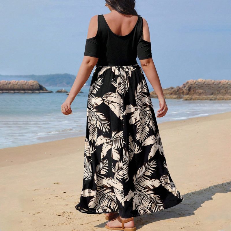 French Design Floral Print Dress: Plus Size, Off-The-Shoulder - Image 2