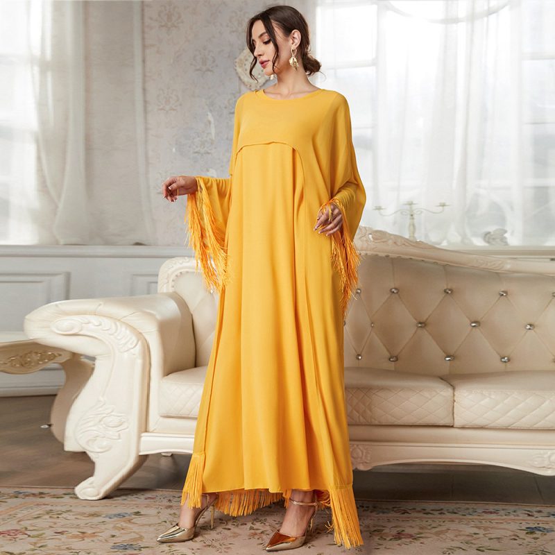 Arrival Tassel Long Blouse Mesh Dress Autumn Solid Color Suit - Image 2