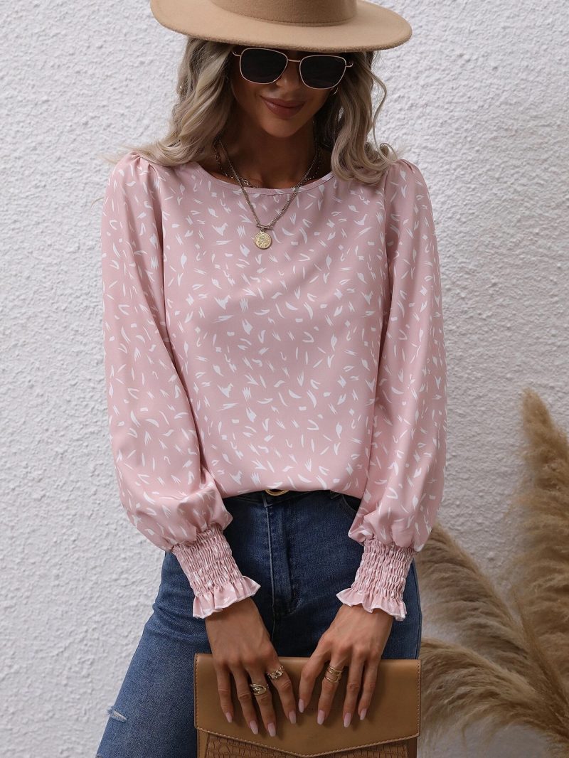 Leopard Print Chiffon Office Top: Women's Round Neck Shirt - Image 4
