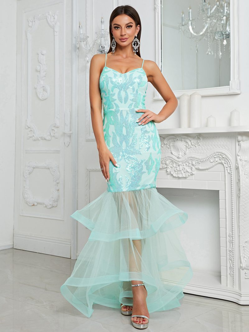 Spring/Summer Backless Fishtail Maxi Dress: Sequin Sling - Image 3