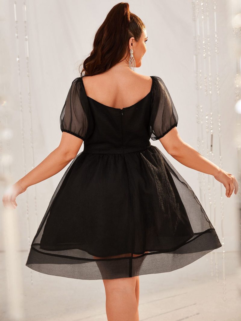 Classic Plus Size Mesh and Organza Dress: Elevate Your Look with Timeless Style! - Image 2