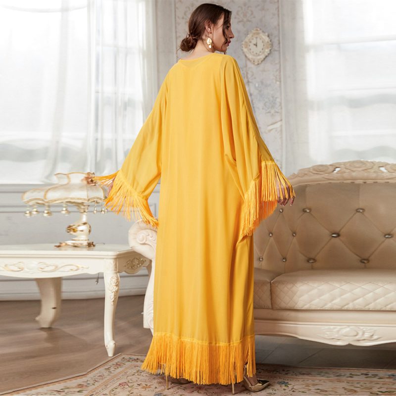 Arrival Tassel Long Blouse Mesh Dress Autumn Solid Color Suit - Image 3