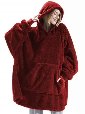 Thicken Fleece Warm Comfort Flannel Blanket with Sleeves