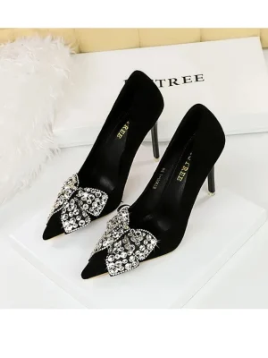 High-quality Rhinestone Bowknot High Heels