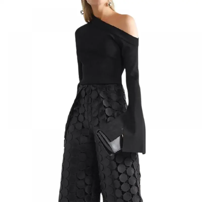 Asymmetric Solid Color One-Shoulder T-Shirt - Image 8