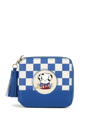 Blue & White Checkered Pattern Cute Pouch