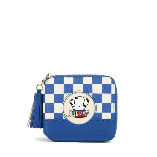 Blue & White Checkered Pattern Cute Pouch