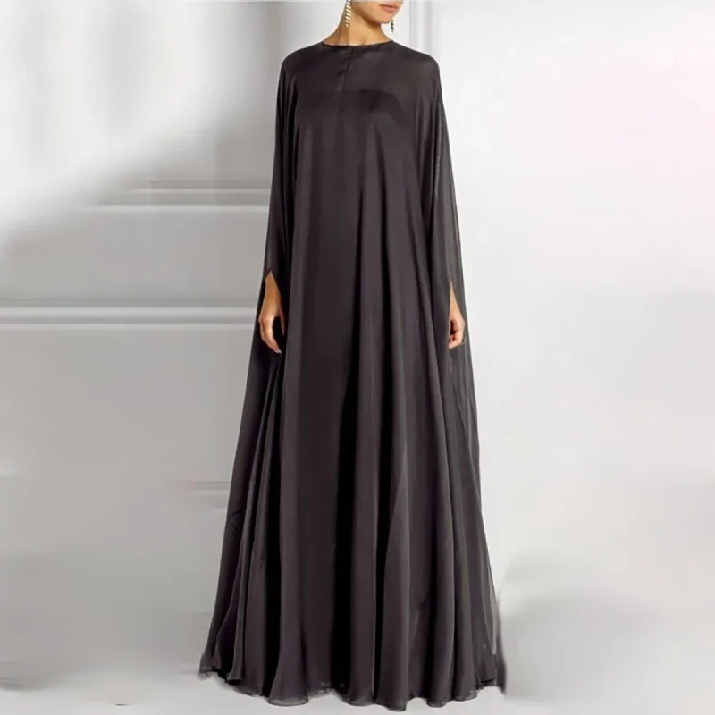 Two Pieces Inner Slip Dress+See Through Outer Maxi Dress
